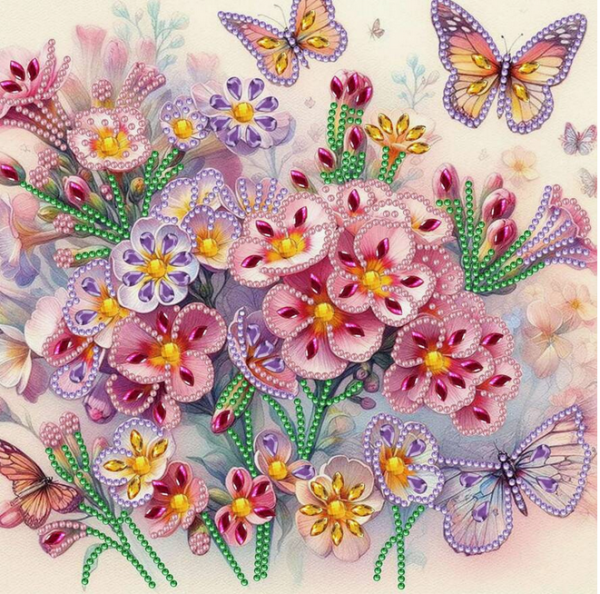 Diamond Painting Blumen & Schmetterlinge